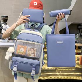 Ensemble de sacs d’école Kawai pour adolescents 4Pcs V3 CLBD Bleu – محفظة 4 قطع كاواي أزرق